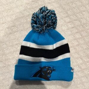 Blue and Black Pom-Pom Beanie